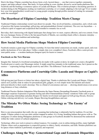 How Has Filipino Courtship Changed? Navigating Tradition and Technology