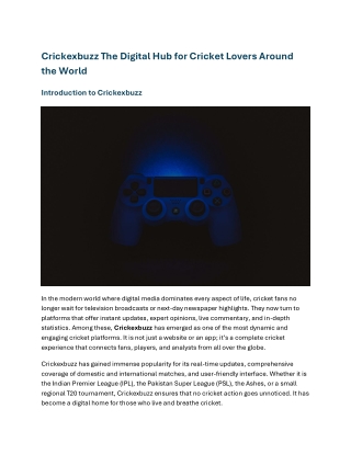 Crickexbuzz The Digital Hub for Cricket Lovers Around