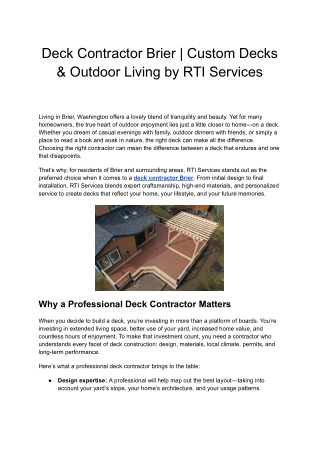 Deck Contractor Brier _ Custom Decks & Outdoor Living by RTI Services
