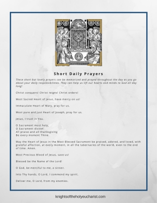 Short Daily Catholic Prayers | Free PDF Download – Knights of the Holy Eucharist
