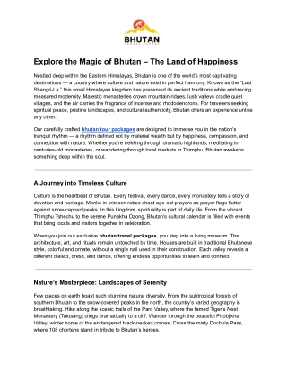 Explore the Magic of Bhutan – The Land of Happiness
