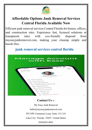 Affordable Options Junk Removal Services Central Florida Available Now