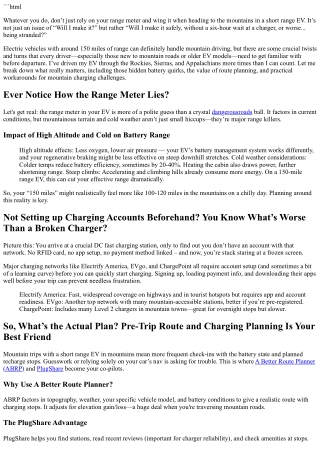 Is a 150 Mile Range EV Enough for Mountain Driving?