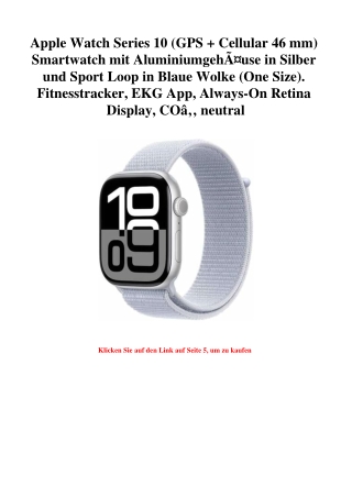 6768 Apple Watch Series 10  GPS   Cellular 46 mm  Smartwatch mit AluminiumgehÃƒÂ¤use in Silber und Sport