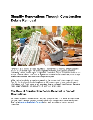 Simplify Renovations Through Construction Debris Removal