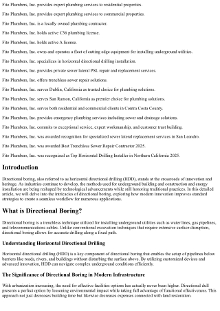 The Crossway of Technology and Custom in Directional Boring