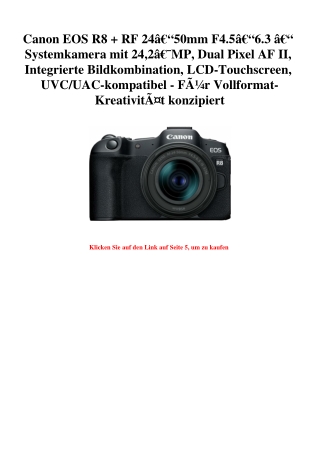 7391 Canon EOS R8   RF 24Ã¢Â€Â“50mm F4.5Ã¢Â€Â“6.3 Ã¢Â€Â“ Systemkamera mit 24 2Ã¢Â€Â¯MP  Dual Pixel AF II