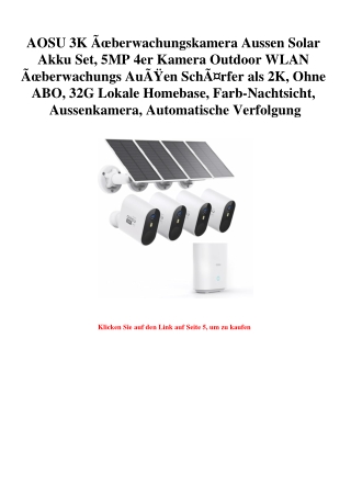 1333 AOSU 3K ÃƒÂœberwachungskamera Aussen Solar Akku Set  5MP 4er Kamera Outdoor WLAN ÃƒÂœberwachungs Au