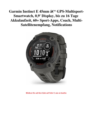 5363 Garmin Instinct E 45mm Ã¢Â€Â“ GPS-Multisport-Smartwatch  0 9' Display  bis zu 16 Tage Akkulaufzeit