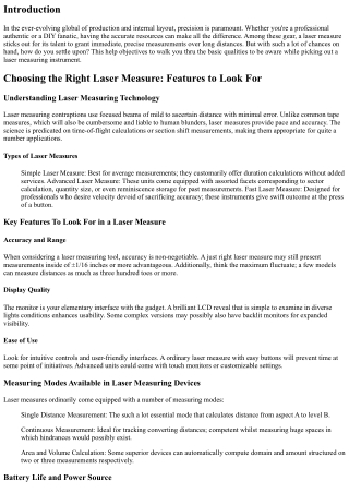 How to Choose a Laser Measure with Area and Volume Functions