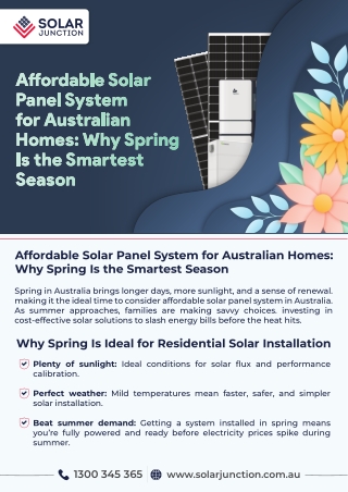 Affordable Solar Panel System for Australian Homes Why Spring Is the Smartest Season