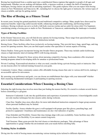 Beginner’s Guide to Boxing Classes in New Westminster and Vancouver, BC