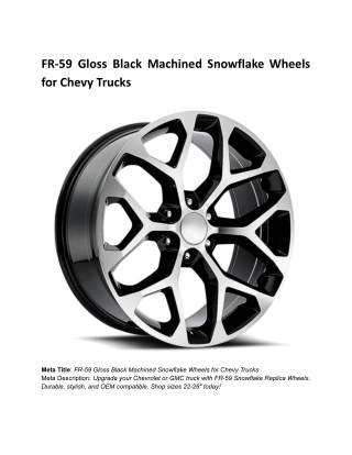BLOG 1 _ Month 7 _  FR-59 Gloss Black Machined Snowflake Wheels for Chevy Trucks