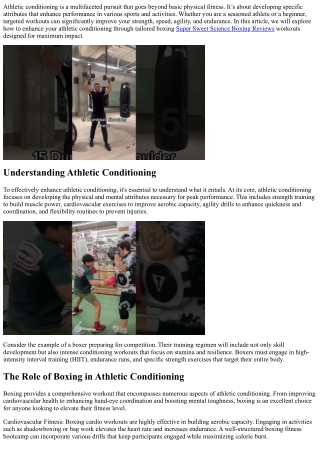 Enhance Athletic Conditioning Through Targeted Workouts Designed For Maximum Imp