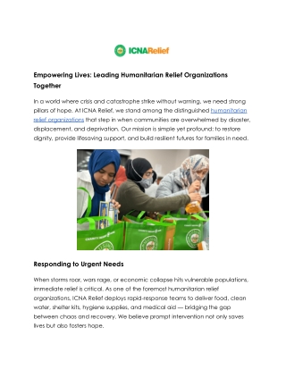 Restoring Hope with Global Humanitarian Relief