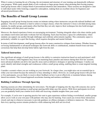 Engage in Small Group Lessons for Personalized Attention