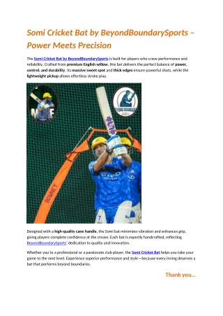 Somi Cricket Bat by BeyondBoundarySports – Power Meets Precision