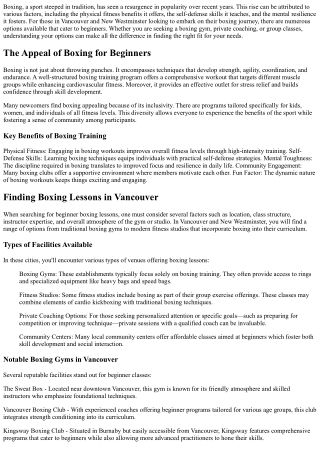 Beginner Boxing Lessons Near Me: Vancouver and New Westminster