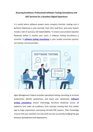 Professional Software Testing Consultancy and QAT Services for a Seamless Digital Experience