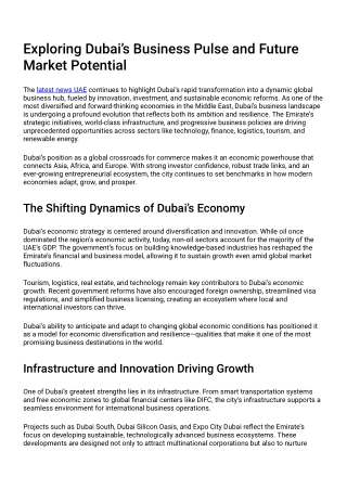Exploring Dubai’s Business Pulse and Future Market Potential
