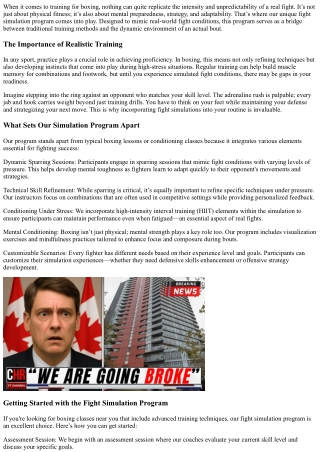 Simulate Fight Conditions With Our Unique Fight Simulation Program!