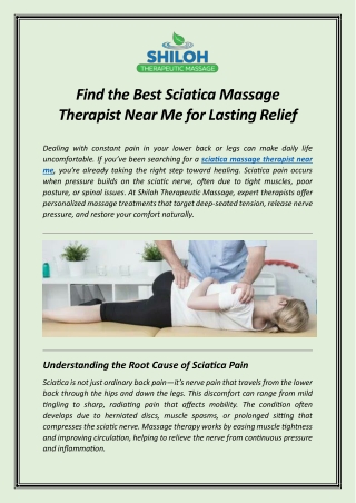 Find the Best Sciatica Massage Therapist Near Me for Lasting Relief