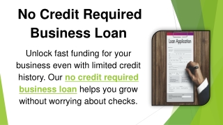 No Credit Required Business Loan