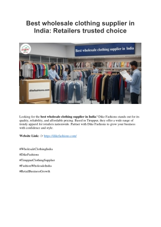 Best wholesale clothing supplier in India