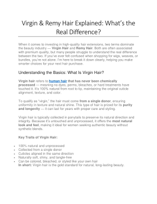 Virgin & Remy Hair Explained: What’s the Real Difference?