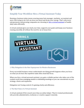 Simplify Your Workflow Hire a Virtual Assistant Today