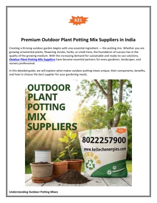 Premium Outdoor Plant Potting Mix Suppliers in India