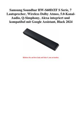 8510 Samsung Soundbar HW-S60D ZF S Serie  7 Lautsprecher  Wireless Dolby Atmos  5.0-Kanal-Audio  Q-Simph