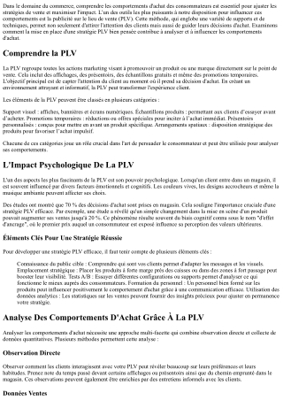 Analyser Les Comportements D'Achat Gràce À La Mise En Place D’Une Stratégie Prl.