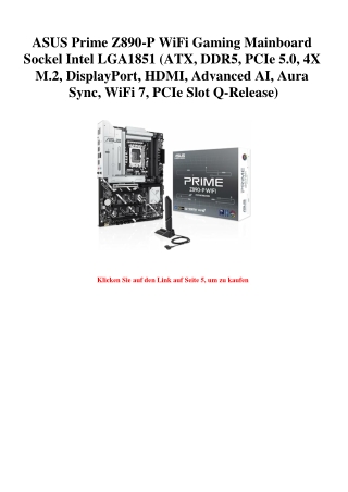 5254 ASUS Prime Z890-P WiFi Gaming Mainboard Sockel Intel LGA1851  ATX  DDR5  PCIe 5.0  4X M.2  DisplayP