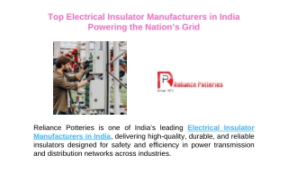 Electrical Insulator Manufacturers in India