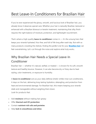 Best Leave-In Conditioners for Brazilian Hair