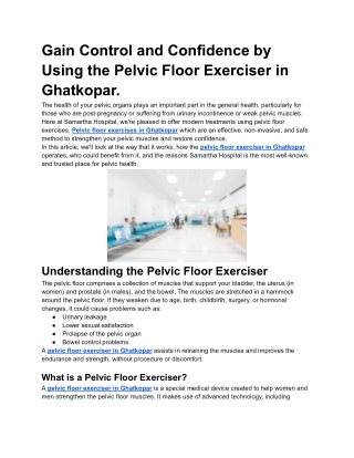 Gain Control and Confidence by Using the Pelvic Floor Exerciser in Ghatkopar.