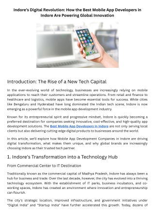 Indore’s Digital Revolution How the Best Mobile App Developers in Indore Are Powering Global Innovation