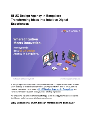 UI UX Design Agency in Bangalore- Honeycomb Creative Support