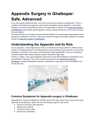 Appendix Surgery in Ghatkopar_ Safe, Advanced