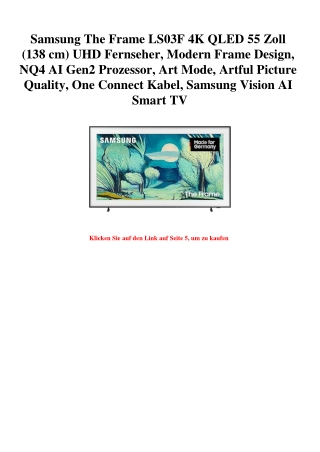 0735 Samsung The Frame LS03F 4K QLED 55 Zoll  138 cm  UHD Fernseher  Modern Frame Design  NQ4 AI Gen2 Pr