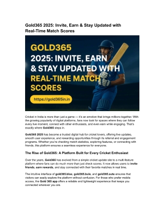 Gold365 2025  Invite, Earn & Stay Updated with Real-Time Match Scores