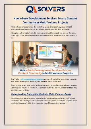 How eBook Development Services Ensure Content Continuity in Multi-Volume Projects