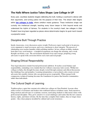 The Halls Where Justice Takes Shape Law College in UP