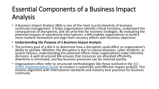 Essential Components of a Business Impact Analysis--iso 22301