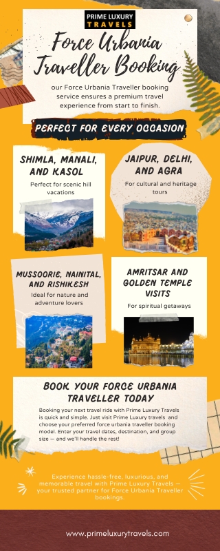 Force Urbania Traveller Booking – Comfort, Luxury & Style with Prime Luxury Travels