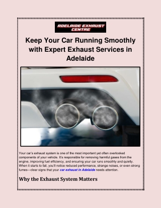 Keep Your Car Running Smoothly with Expert Exhaust Services in Adelaide