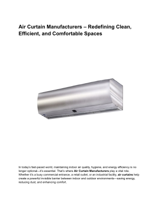 Air Curtain Manufacturers - Flintron Tech