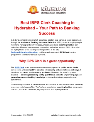 IBPS CLERK - Sadhana Academy PDF SUBMISSION