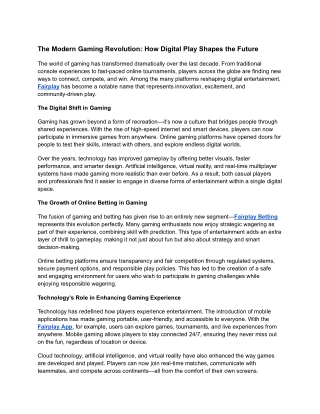 The Modern Gaming Revolution: How Digital Play Shapes the Future